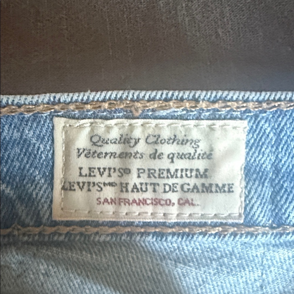 Levi's Blue Frayed Hem Jean Shorts - Picture 2 of 5